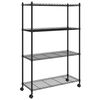 vidaXL &Eacute;tag&egrave;re de rangement 4 niveaux et roues 90x35x137cm Noir 200 kg