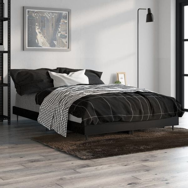 vidaXL Cadre de lit sans matelas noir 120x190 cm bois d'ing&eacute;nierie
