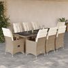 vidaXL Ensemble de bistro de jardin 9 pcs coussins beige poly rotin