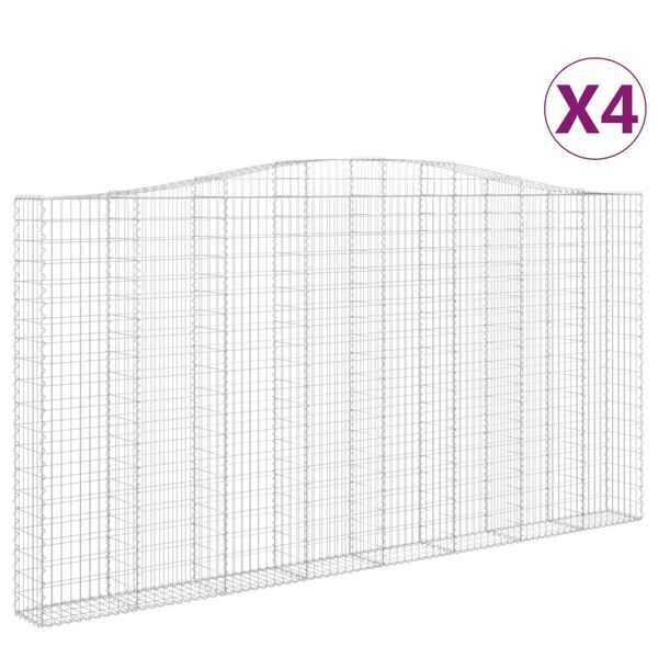 vidaXL Paniers &agrave; gabions arqu&eacute;s 4 pcs 400x30x200/220 cm Fer galvanis&eacute;