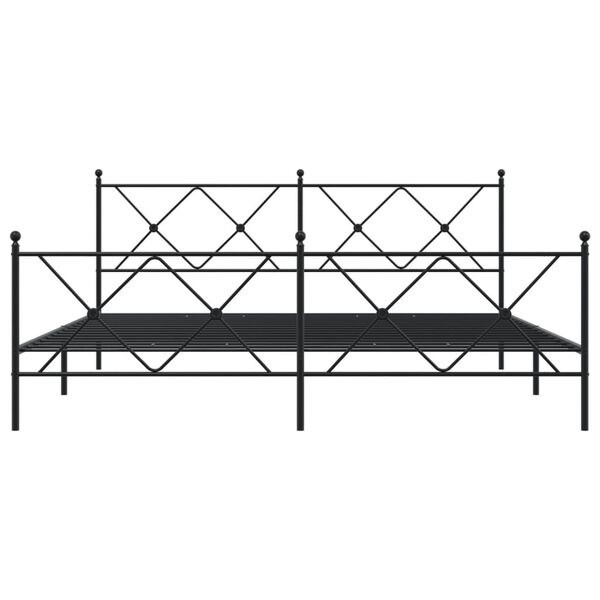 vidaXL Cadre de lit m&eacute;tal sans matelas avec pied de lit noir 180x200cm