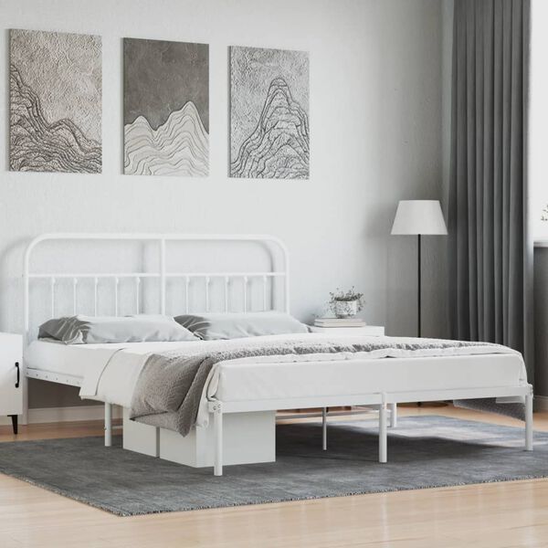 vidaXL Cadre de lit métal sans matelas et tête de lit blanc 180x200 cm