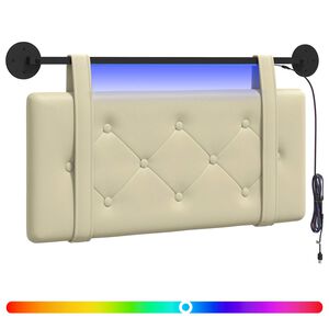vidaXL T&ecirc;te de lit suspendue Avec lumi&egrave;re LED Cr&egrave;me Simili cuir