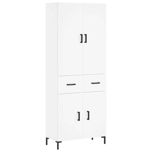 vidaXL Buffet haut Blanc 69,5x34x180 cm Bois d'ing&eacute;nierie