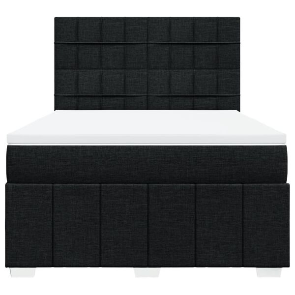 vidaXL Sommier &agrave; lattes de lit avec matelas Noir 140x190 cm Tissu