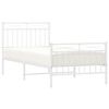 vidaXL Cadre de lit m&eacute;tal sans matelas avec pied de lit blanc 90x190cm