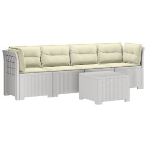 vidaXL Canap&eacute; de jardin 4 places avec coussins look rotin PP Blanc