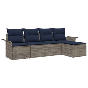 vidaXL Ensemble de canap&eacute; de jardin avec stockage 5 pcs Gris polyrotin