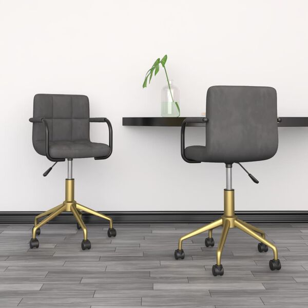 vidaXL Chaises pivotantes &agrave; manger lot de 2 gris fonc&eacute; velours