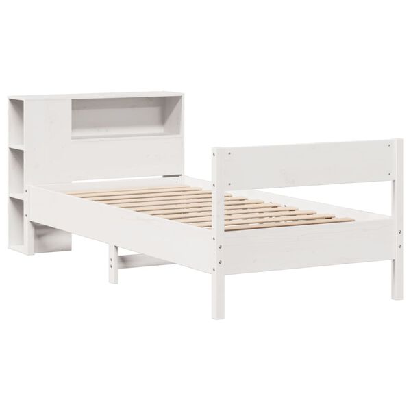 vidaXL Lit biblioth&egrave;que sans matelas blanc 75x190cm bois de pin massif