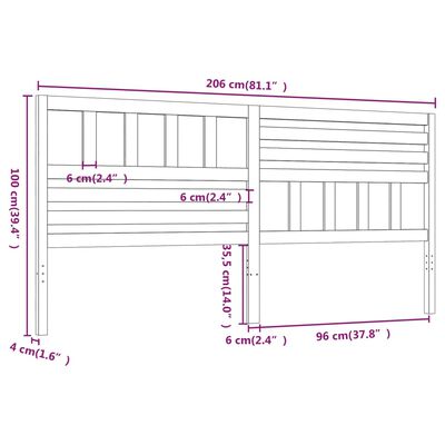 vidaXL Tête de lit Gris 206x4x100 cm Bois massif de pin