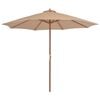 vidaXL Parasol d'ext&eacute;rieur avec m&acirc;t en bois 300 cm taupe