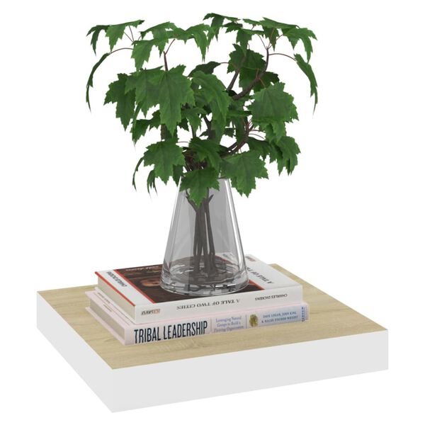 vidaXL &Eacute;tag&egrave;re murale flottante Ch&ecirc;ne et blanc 23x23,5x3,8 cm MDF