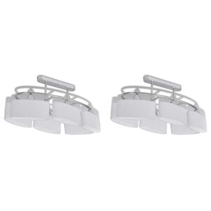vidaXL Plafonnier avec abat-jours en verre ellipso&iuml;de 2 pcs E14