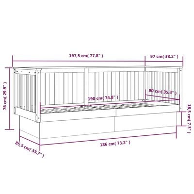 vidaXL Lit de jour sans matelas 90x190 cm bois de pin massif