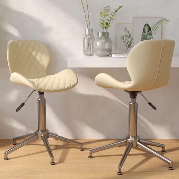 vidaXL Chaises pivotantes &agrave; manger lot de 2 cr&egrave;me velours