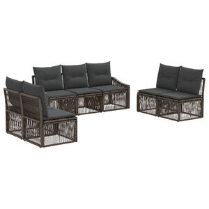 vidaXL Ensemble de canap&eacute; de jardin 7 pc Gris polyrotin