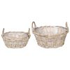 vidaXL Panier &agrave; plantes 2 pi&egrave;ces Gris naturel Rattan Kubu
