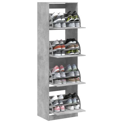 vidaXL Armoire à chaussures 4 tiroirs rabattables gris 60x42x204 cm