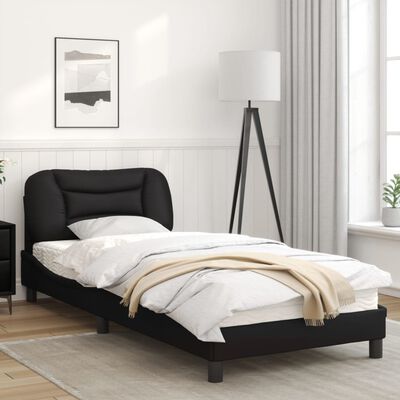 vidaXL Cadre de lit avec tête de lit Noir 90x190 cm Similicuir