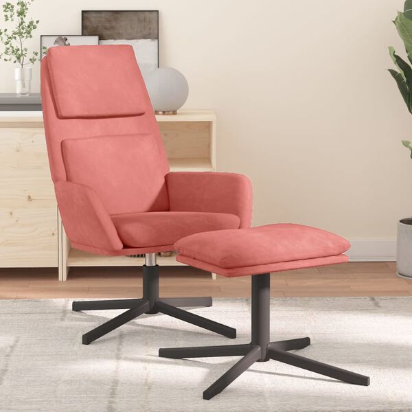vidaXL Chaise de relaxation avec tabouret Rose Velours