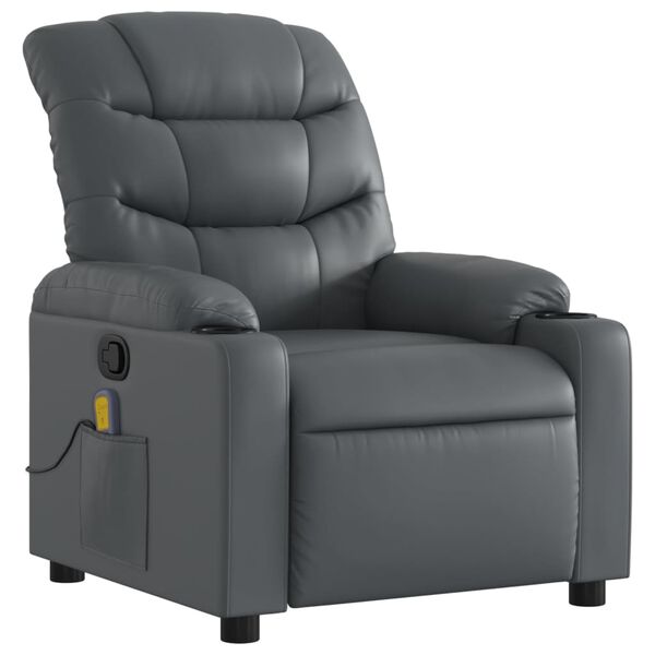 vidaXL Fauteuil de massage inclinable gris similicuir