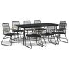 vidaXL Ensemble &agrave; manger de jardin 9 pcs noir rotin PVC
