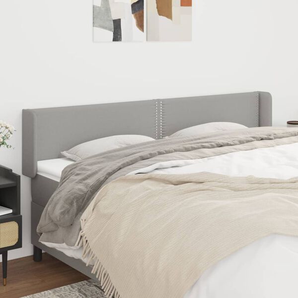 vidaXL T&ecirc;te de lit avec oreilles Gris clair 183x16x78/88 cm Tissu