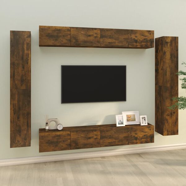 vidaXL Ensemble de meubles TV 8 pcs Ch&ecirc;ne fum&eacute; Bois d'ing&eacute;nierie