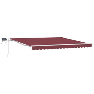 vidaXL Auvent manuel r&eacute;tractable avec LED bordeaux 400x300 cm