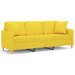 vidaXL Canap&eacute; 3 places avec oreillers jaune clair 180 cm tissu
