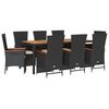 vidaXL Ensemble &agrave; manger de jardin 9pcs coussins noir r&eacute;sine tress&eacute;e