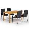 vidaXL Ensemble &agrave; manger de jardin 5 pcs Noir