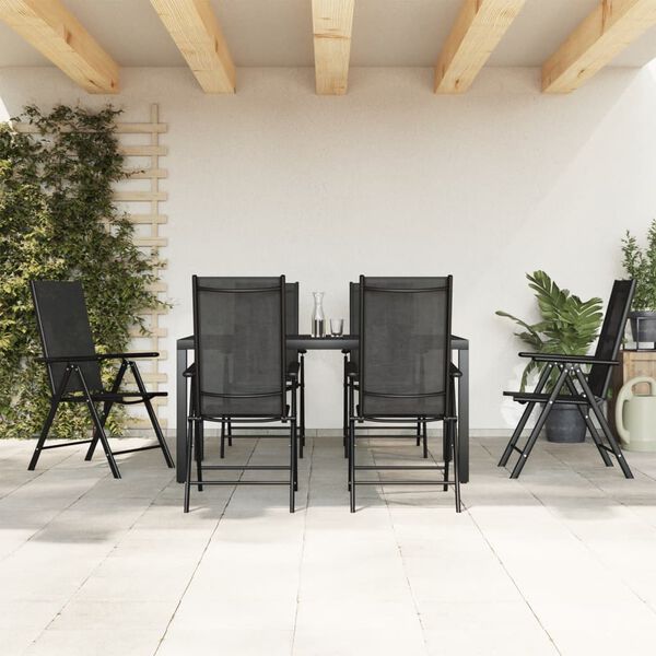 vidaXL Ensemble &agrave; manger de jardin 7 pcs noir aluminium