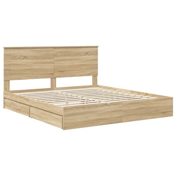 vidaXL Lit de Rangement Ch&ecirc;ne Sonoma 180 x 200 cm Bois d'ing&eacute;nierie
