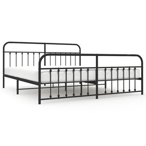 vidaXL Cadre de lit m&eacute;tal sans matelas avec pied de lit noir 193x203cm