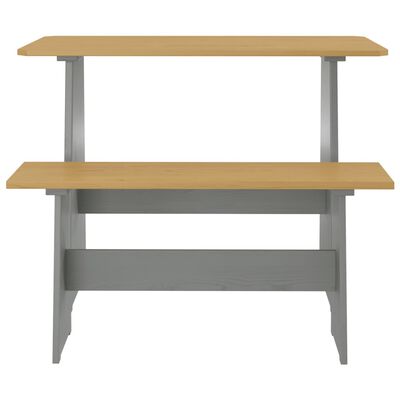 vidaXL Table à manger et banc REINE marron miel gris bois pin solide