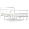 vidaXL Cadre de lit m&eacute;tal sans matelas et pied de lit blanc 140x200 cm