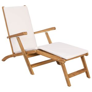 vidaXL Chaise de jardin pliante avec coussin Blanc Bois de teck massif