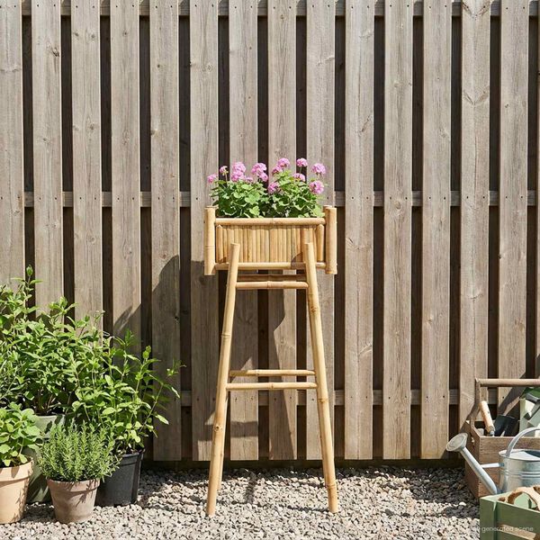 vidaXL Jardini&egrave;re avec support Naturel 50 x 38 x 114 cm Bambou