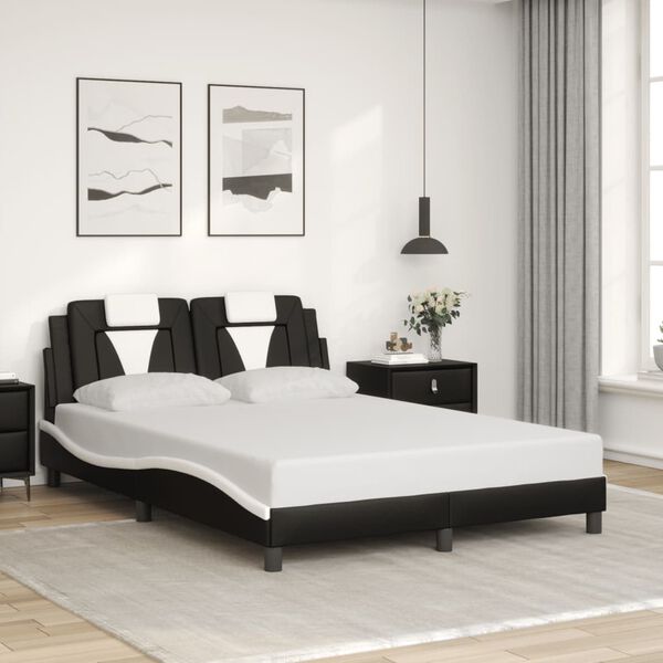 vidaXL Cadre de lit Viana avec LED sans matelas noir et blanc 120x200 cm