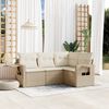 vidaXL Salon de jardin avec coussins 4 pcs beige r&eacute;sine tress&eacute;e