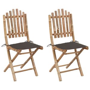 vidaXL Chaises pliantes (lot de 2) avec coussins en bambou