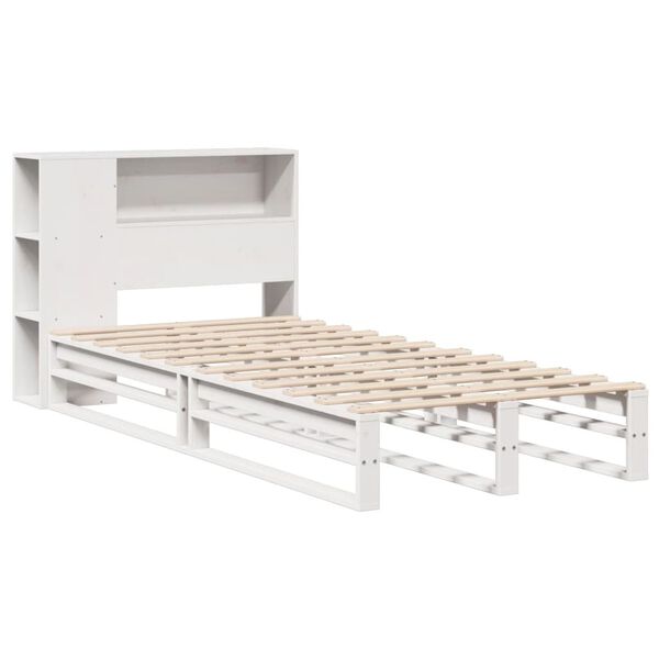 vidaXL Lit bibliothèque sans matelas blanc 75x190 cm bois massif