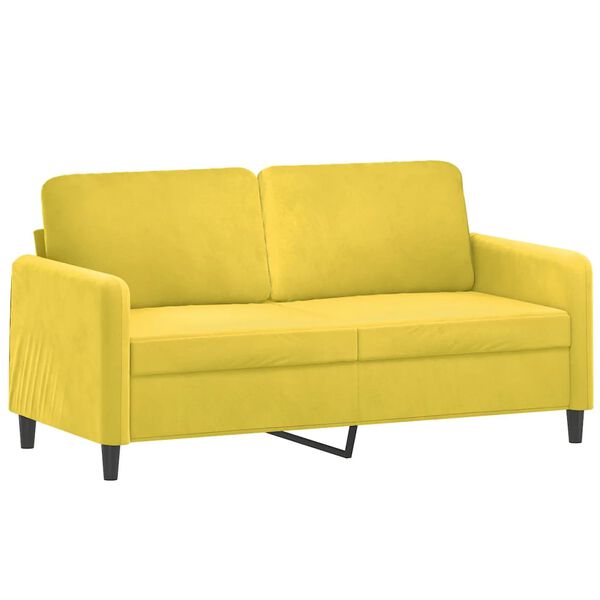 vidaXL Canapé 2 places avec oreillers décoratifs jaune 140 cm velours
