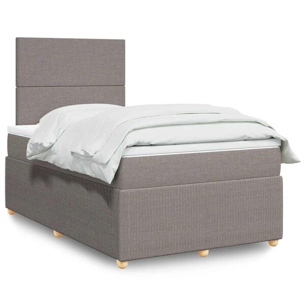 vidaXL Sommier &agrave; lattes de lit avec matelas Taupe 120x200 cm Tissu