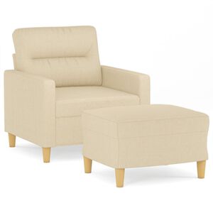 vidaXL Fauteuil avec repose-pied Cr&egrave;me 60 cm Tissu