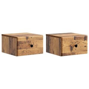 vidaXL Cabinet de chevet mural 2 pcs Bois ancien 34,5 x 33 x 20 cm