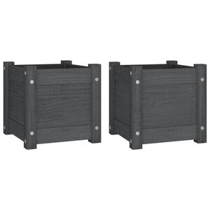 vidaXL Jardini&egrave;res d'ext&eacute;rieur 2 pcs Gris 31x31x31 cm Bois de pin