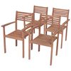 vidaXL Chaises de jardin lot de 4 et coussins bleu Bois de teck solide